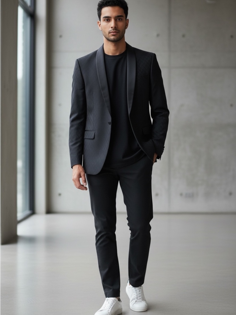 Express Black Mens Slim-Fit Suit Jacket